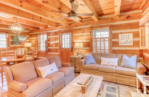 Cherokee Cabin | Rustic log home in private community - farm views & outdoor firepit