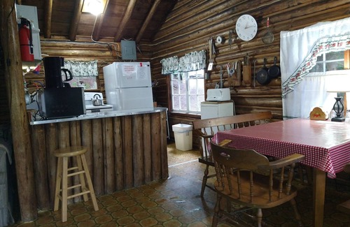 Dennysville Cottage | Rustic, split-level log cottage, River-view, Pet-friendly, Downeast Maine