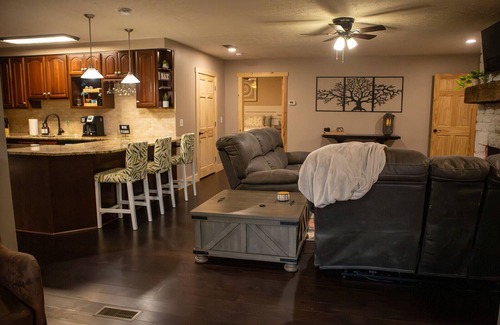 Nashport Cabin | Secluded Cabins on Private Stocked Pond Hot Tub. Ping Pong. Arcade. Master Suite