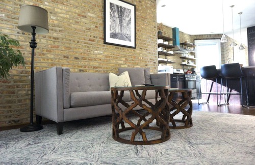 Rogers Park Condo | Soft Leather and Warm Bricks at a Stylish Rogers Park Home
