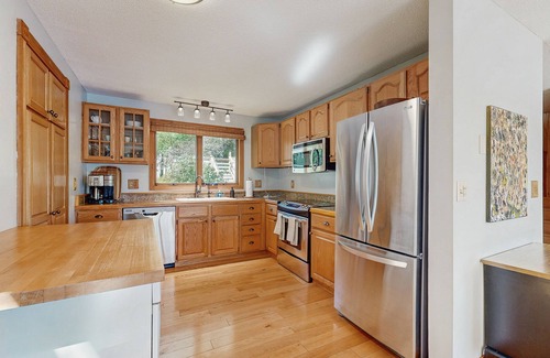 Lucerne-in-Maine House | Spacious Lakefront Home with a Sandy Beach, Kayaks, and Stunning Panoramic Views