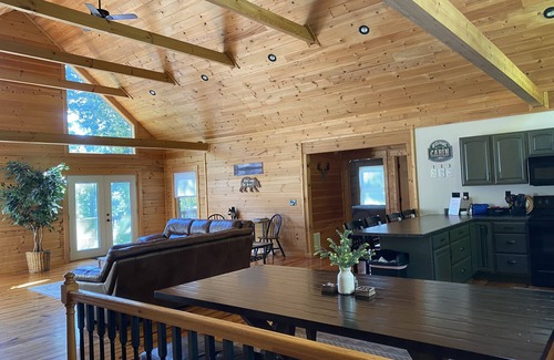 Lake Lure House | Spacious Log Home, Waterfront, Very Private, Book now for Family Vacations