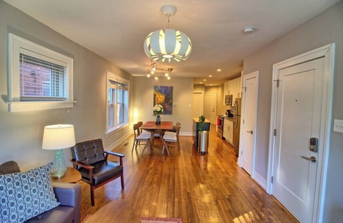 St. Louis Apartment | Stunning Minimalist Gem | Fenced Backyard + W/D