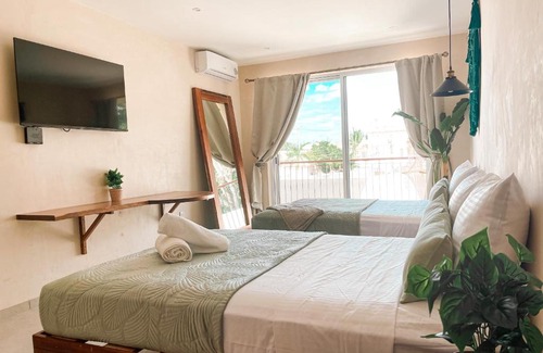 Ejidal Apartment | Suite F tortuga, equipada, 5min de la 5ta en auto