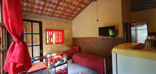 Prumirim House | Tahoma Chale Rustico côr Café e vermelho Prumirim Paraiso