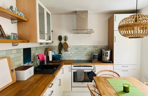 Stahlbrode House | Thatched-roof holiday home with water view, garden and fireplace