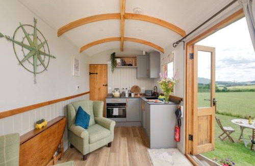 Bridport Ski Chalet | The Acorn - Luxury Shepherds Hut hot tub panoramic views