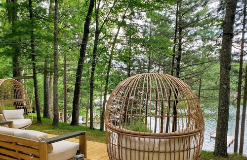 Irons Cottage | The Aqua Dock on Harper Lake - Hike, Bike, and Fish The Manistee National Forest