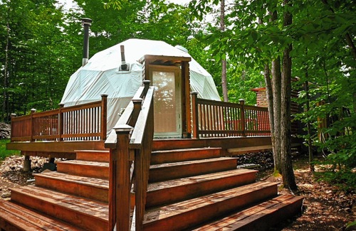 Sutton House | The Sanctuary Dome at Pine Hills Tree Farm nestled privately in the woods of NH