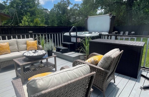 Franklinton House | Tiny house with hot tub, kids play area, and fire pit