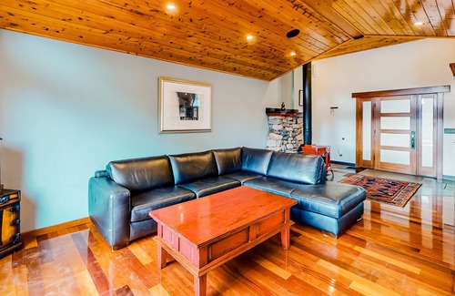 McKinleyville House | Tranquil and luxe river stay with wraparound deck, hot tub, sauna, & mtn views