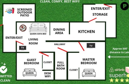 Windermere House | UNIT A · Private Lakeside Bungalow! Comfy, Clean, 1GB WiFi