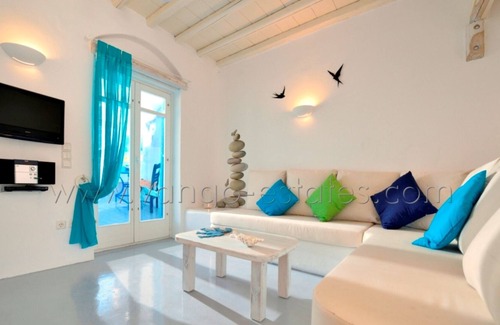 Panormos Villa | View of Panormos bay, private swimming pool, 700m from the organized beach