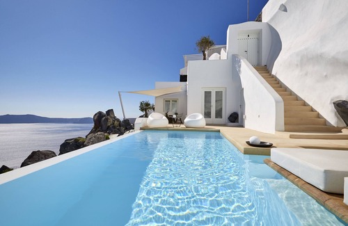 Firostefani Villa | Villa Etheras, heated private pool, 2 bedrooms, amazing views of the caldera