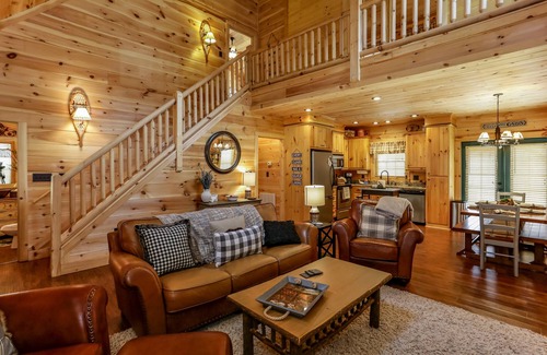 Lake Lure Cabin | Walk to the Broad River or Mirror Lake! Hot tub and wrap-around deck! WIFI!