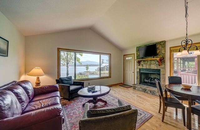 2 lakefront cabins with lake & mountain views, private dock