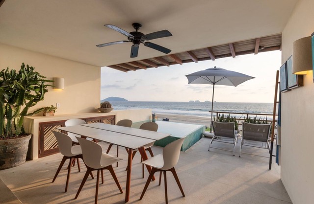 2BR Beachfront Villa + Pool, Style & Sea Views