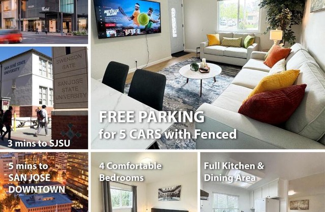 438 Comfortable 4BR Heart Downtown SJ central AC SJSU