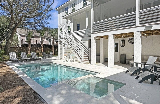 5 BR Isle of Palms Beach Rental with Pool/Hot Tub, Elevator, Steps to the Beach