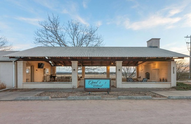Amazing outdoor patio with fireplace! Handicap accessible. Dog Friendly.