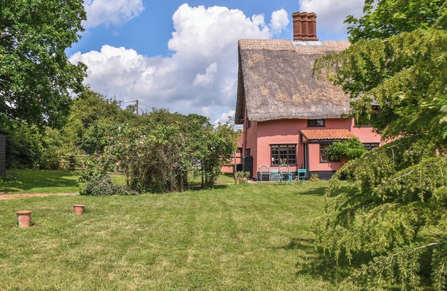 An idyllic thatched cottage in rural Suffolk.