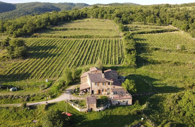 Ancient stone farmhouse on a top of Chianti Hill with private garden and lake