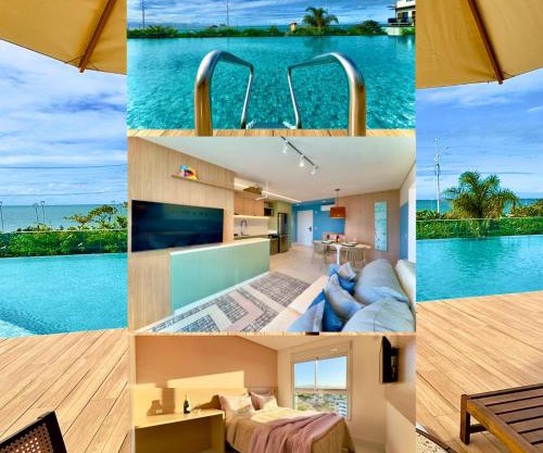 Apto 3 Quartos Condomínio Resort Completo Pé na areia com Piscina borda Infinita, Beach Tennis, Academia, Sala de Jogos, Brinquedoteca, Playground e Portaria 24H 2 Quartos com Ar-Condicionado, Churrasqueira Privativa Reserve Agora e Viva essa Experiência