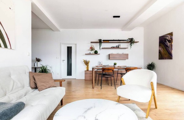 Bright and airy mid-century modern flat