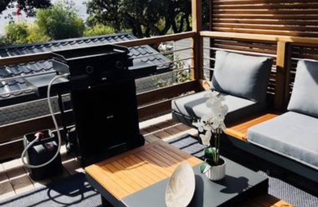 Bungalow 'Mit Meerblick' with Sea View, Shared Pool and Air Conditioning