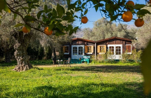 Cabaña pet Friendly, Dormitorio con AC