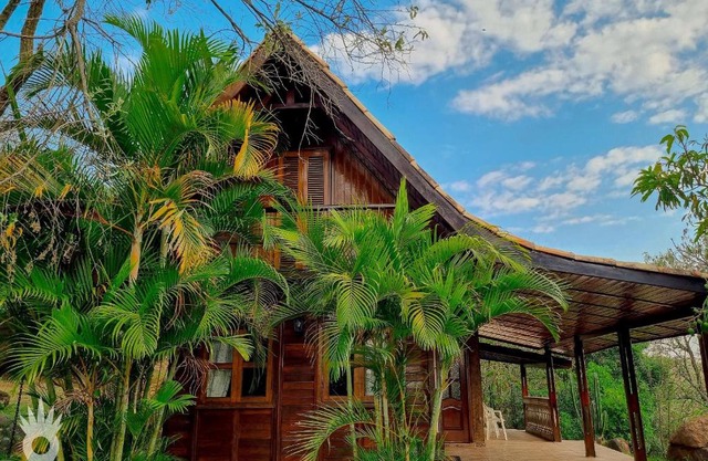 Chalé europeu com vista para natureza no interior