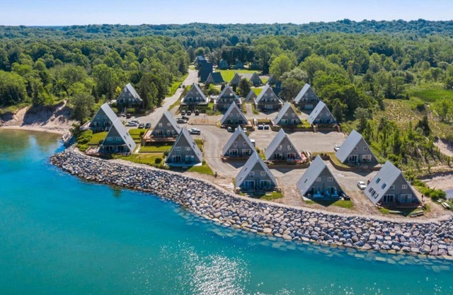 Chalet with private beach access & heated pool!