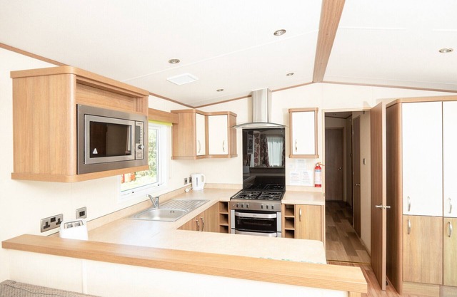 Comfortable and modern pet friendly 12ft-wide caravan.