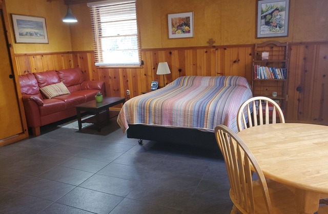 Comfy, homey studio with private entrance and snack-prep area