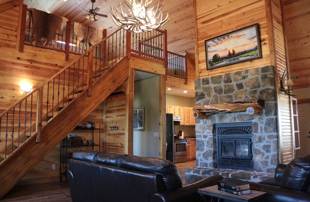 Cozy cabin nestled in the Ozarks with beautiful views from the front porch.