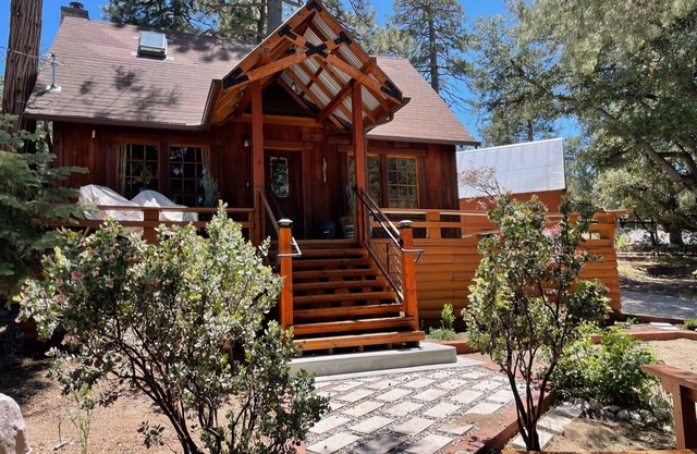 Cozy cabin retreat nestled among forest trees