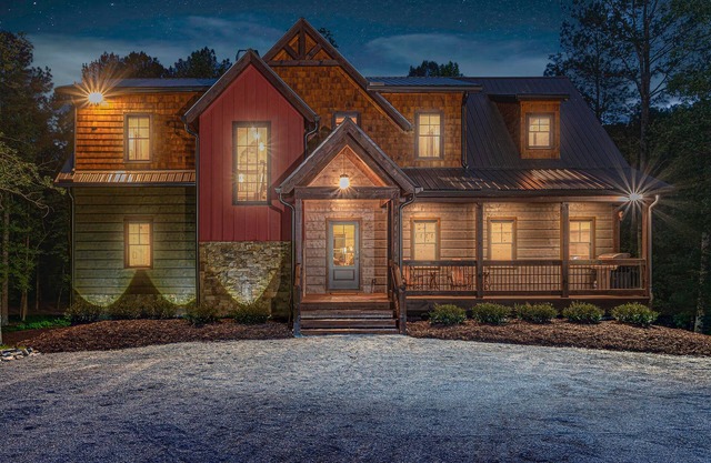 Custom built mountain house on trout stream with tons of privacy & hot tub.