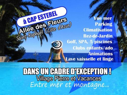 Dans un cadre d'exception, Vue mer panoramique à Agay Côte d'Azur, Village Vacances Cap Esterel, 2 chambres, avec jardin, golf, climatisation, Wifi, 5 piscines