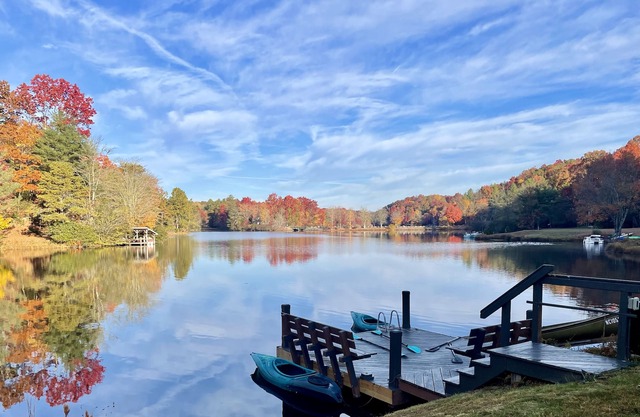 Direct Lakefront Connestee Falls- Views + private dock + 4 kayaks + flat yard