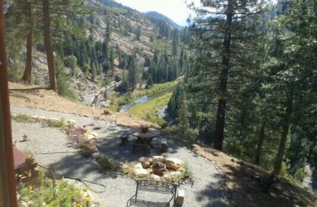 Eagle eye views of the Feather River canyon and mountains surrounded by forest
