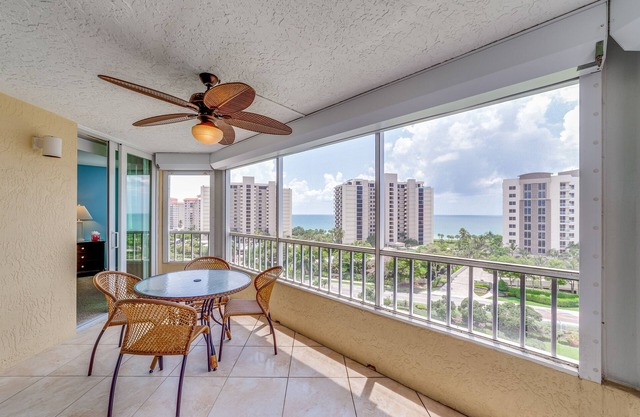 Eighth-story, beach-view condo with a pool, tennis, AC & washer/dryer