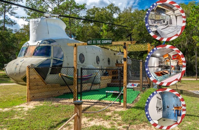 Get to the CHOPPA! One-of-a-kind 2/1 HELICOPTER on 5 acres in the woods!