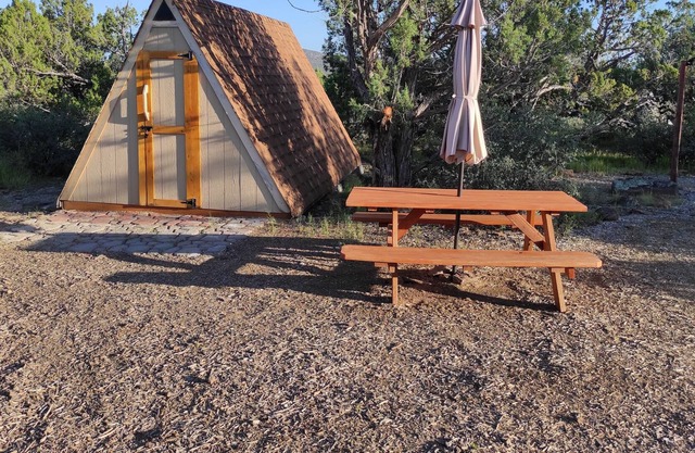 Hidden A-frame cabin in nature on 40 acre private land.
