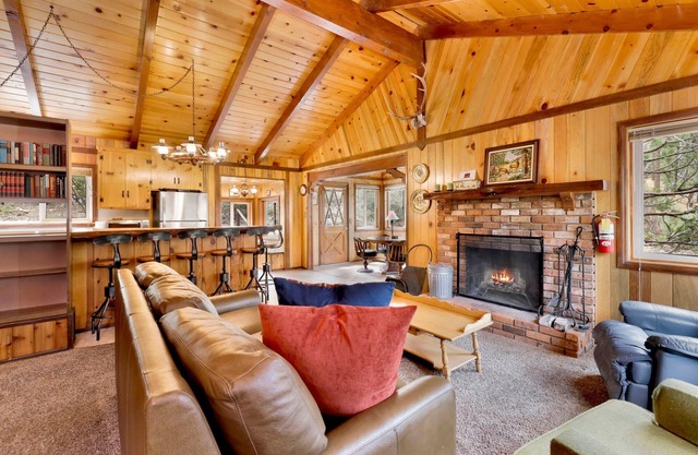 Idle Ours Cabin ~ Rustic and Cozy Cabin with Fireplace & Private BBQ - Walk to Big Bear Lake