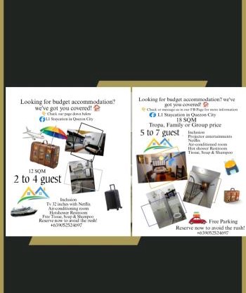 L1 Staycation in Quezon City 1Br or 2Br
