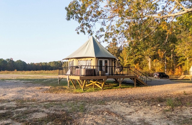 Lake Front Exclusive Glamping Tent: Hot Tub, TV, & Soaking Tub