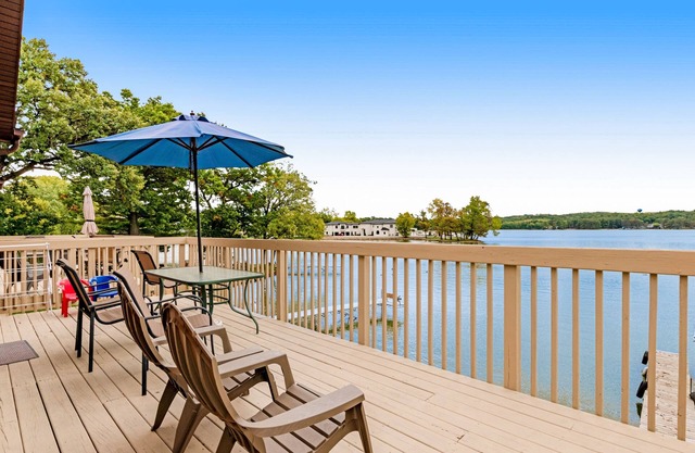 Lakefront dog-friendly condo near skiing with private beach access, views & dock