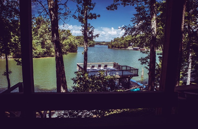 Lakefront house with dock, huge porch, game room