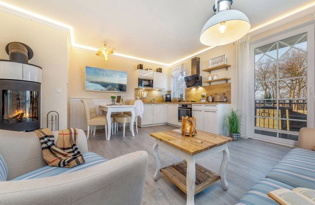 Luxury apartment by the sea with fireplace, wellness area and sauna