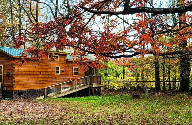 Luxury tiny cabin on the Valley River with mountain views.